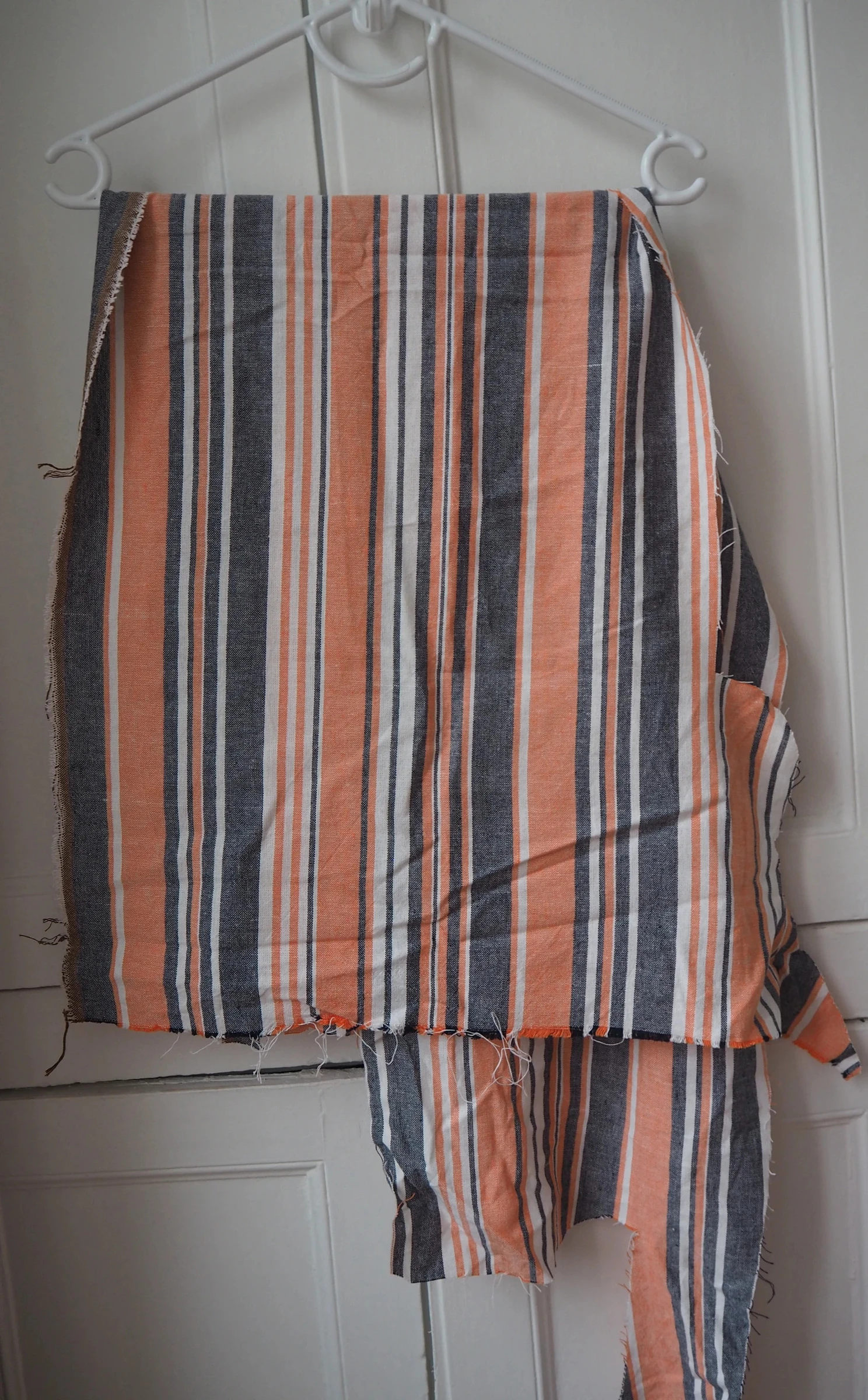 Tissu - Lin viscose corail, gris, blanc – photo 2